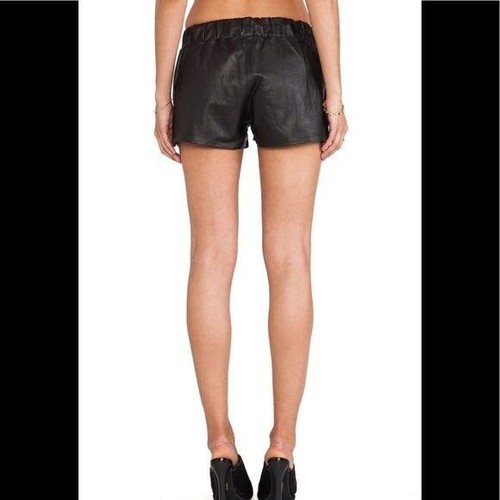 Bone Pajama Short in Black Lamb Leather 