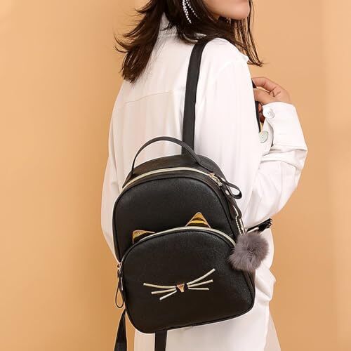 girls black cat mini backpack BG10 TUKskin Kitty Sanrio Chococat Stars Mini Cute Black Cat Canvas Backpack