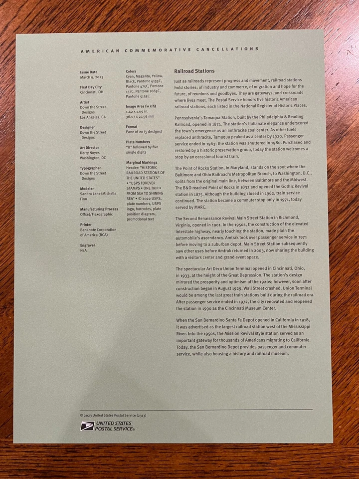 American Commemorative Cancelations #2313, Forever '23 - RR Stations (#5757) - Image 4 of 4