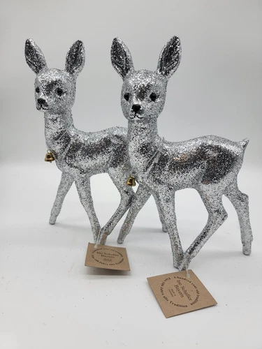 INO SCHALLER BAYERN SILVER GLITTER BABY DEER  Set w/BELL