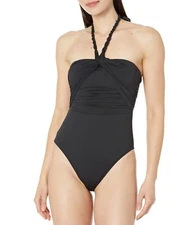 Lauren Ralph Lauren 299714 Solid Twist One-Piece Swimsuit  Soft Cups Black 6