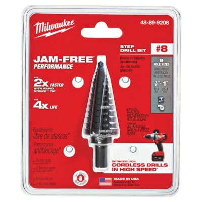 Milwaukee High Speed Steel Step Drill Bit / #8 1/2''-1'' 9 Steps