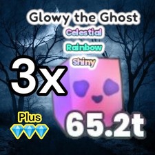 Pet Simulator 99. 3x Shiny Rainbow Glowy The Ghost + 2M Diamonds. Same Day. 