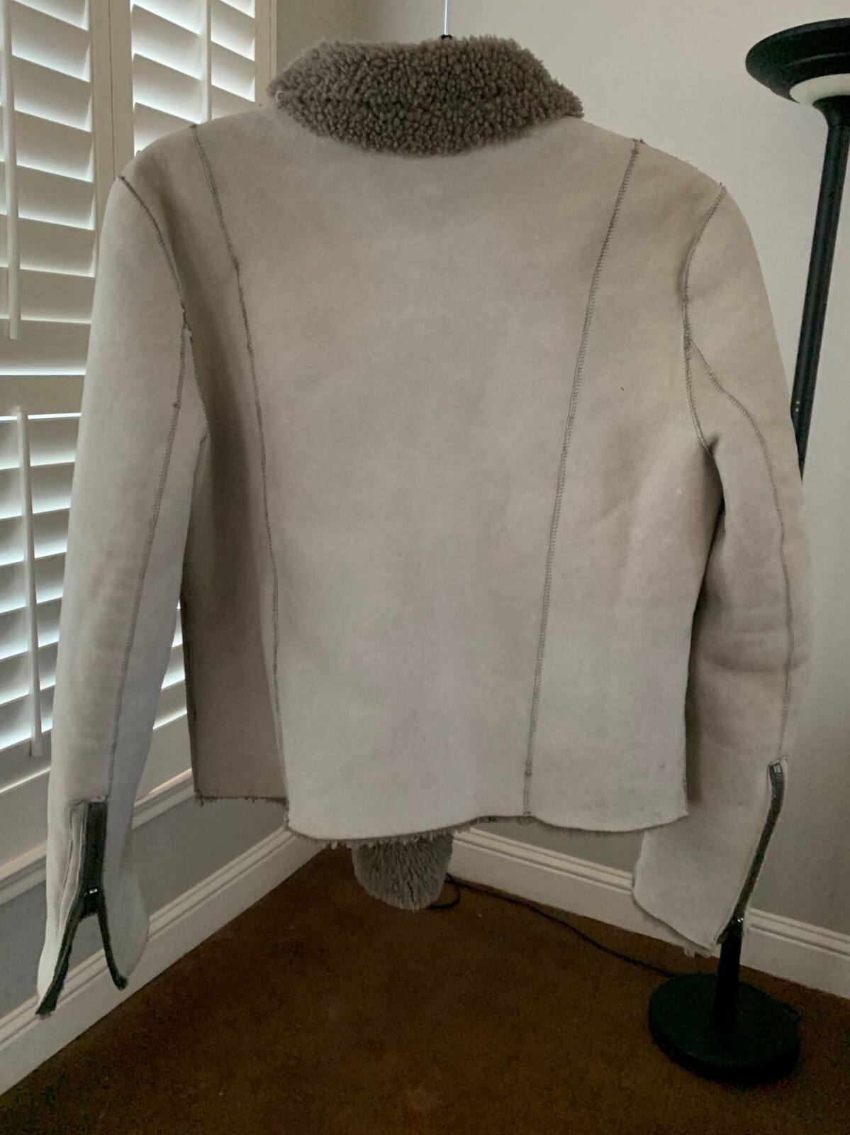 HELMUT LANG WEATHERED LEATHER SHEARLING MOTO JACKET COAT SIZE M image 7