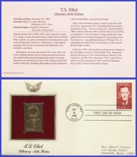 USA7 #2239 ADDR GOLDEN REPLICA FDC   T. S. Eliot