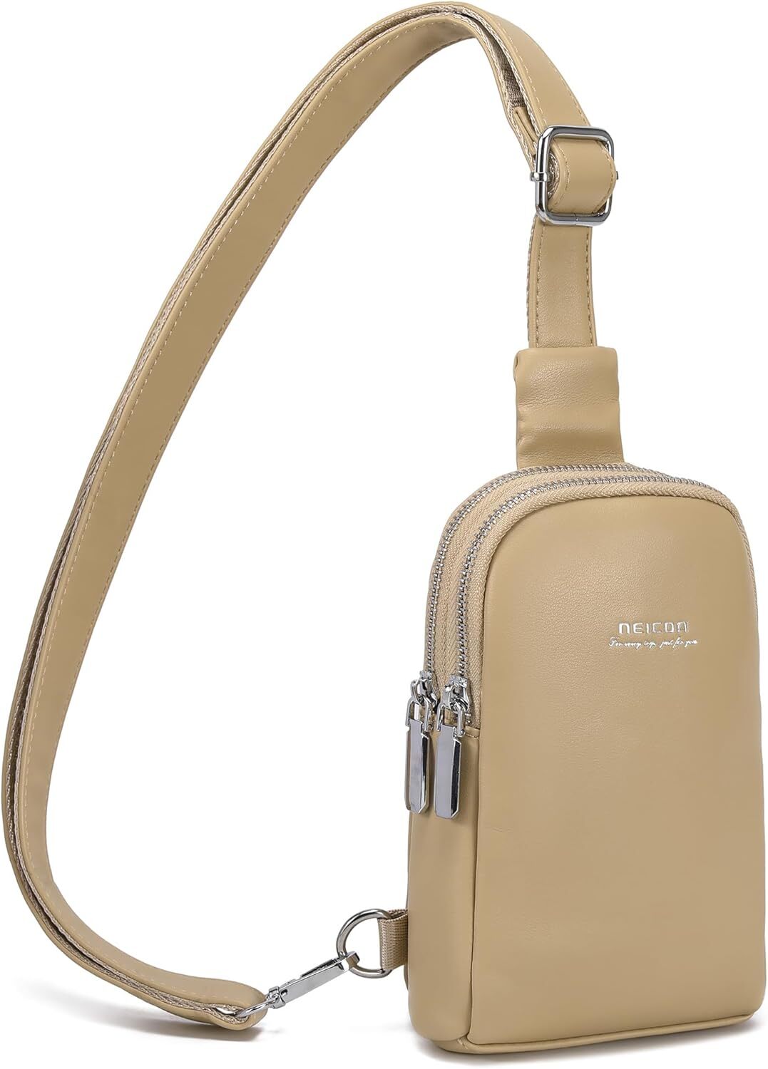 NEICOA Small Sling Bag for Women Trendy Crossbody Fanny Packs Faux True Khaki