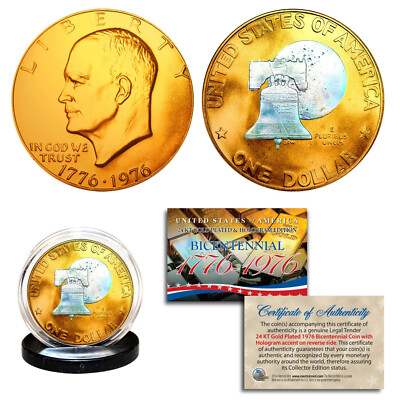 1976 Bicentennial Genuine IKE EISENHOWER Coin - 24K Gold