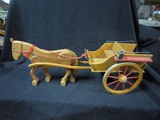 AD083 ATTELAGE CHARETTE CHEVAL DEJOU JARDINIERE Ref 6061 ANCIEN JOUET BOIS 68 CM