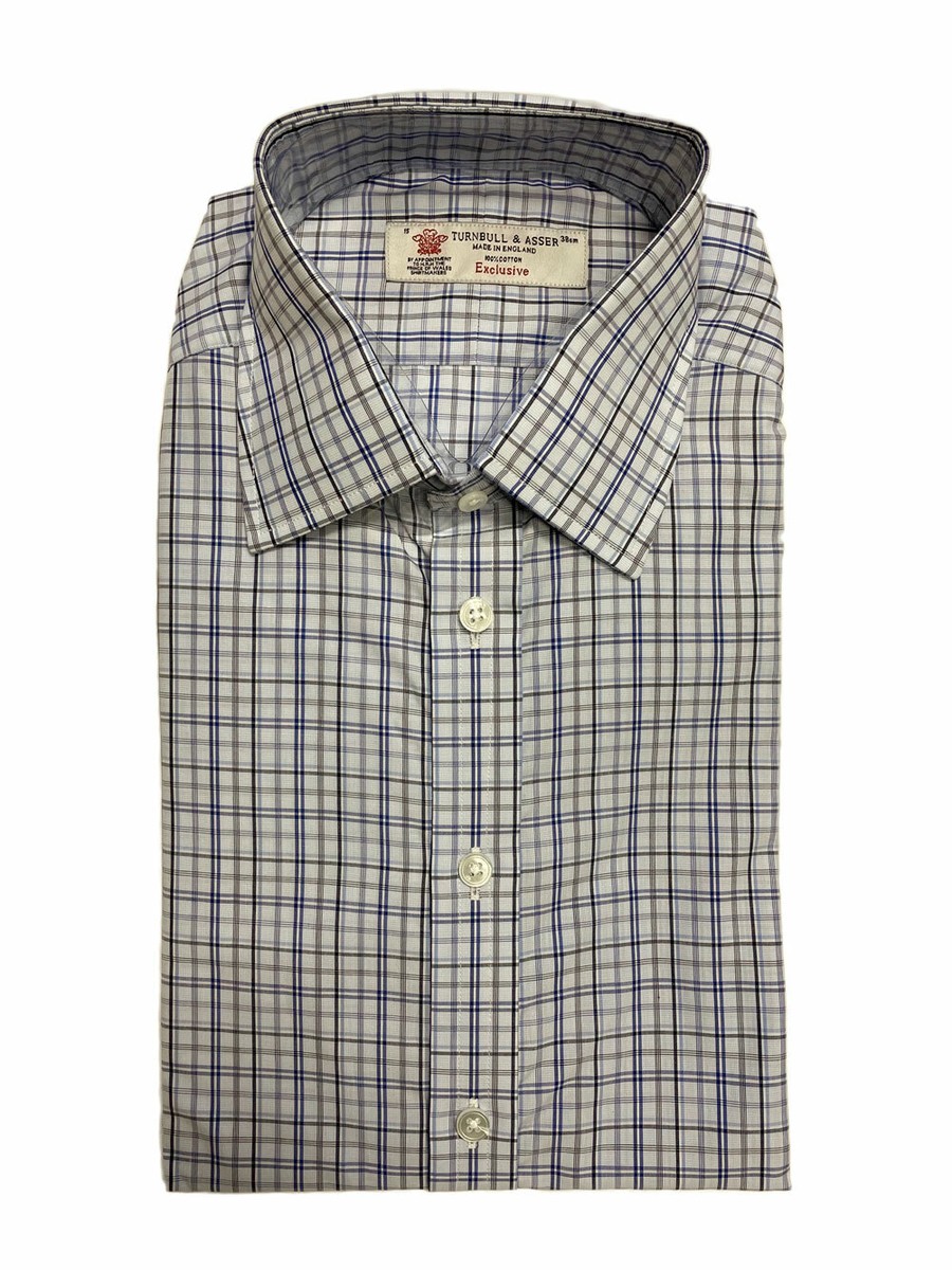 Turnbull & Asser Navy/Blue Check Exclusive Classic Fit Button-up 