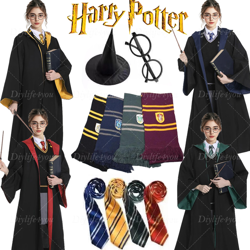Disfraz Harry Potter túnica abrigo capa corbata Gryffindor Slytherin carnaval DE
