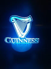 Edge Lit Tabletop Sign, Multi-Colored LED, Laser Etched, Night Light Guinness