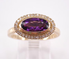 2Ct Oval Cut Natural Purple Amethyst Halo Engagement Ring 14k Yellow Gold Plated