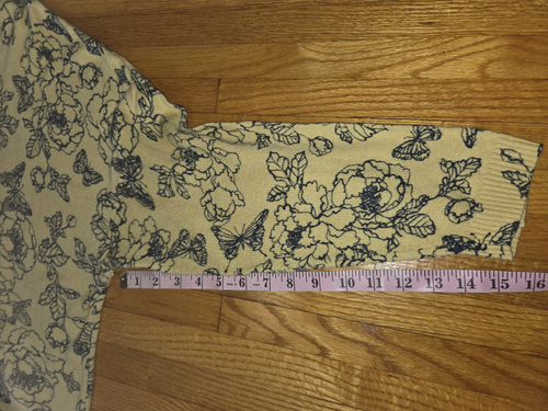 J. Jill gelb Baumwollmischung Rundhals Pullover Schmetterlinge Blumen leicht 4x - Bild 7 von 7