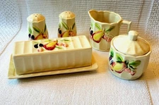 Vintage Royal Sealy Fruit Pattern Breakfast Set Coffee Tea Creamer Sugar Cup S&P