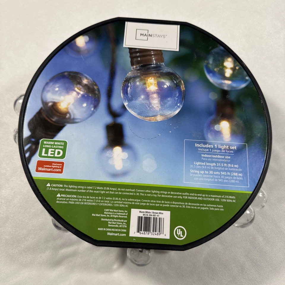 Mainstays Warm White LED Lights 32.5 Ft. 100 Count Outdoor/Indoor New - Image 2 of 3