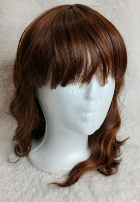 16'' Wig Strawbery-blond Wavy With Bangs Adjustable