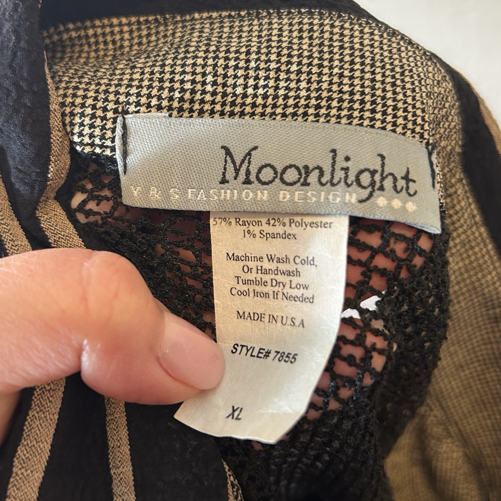 Moonlight XL Mesh Patchwork Button Front Top Blac… - image 3
