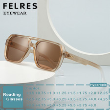 Tinted Reading Sunglasses Square Frame Women Men Retro Shade Presbyopic Readers