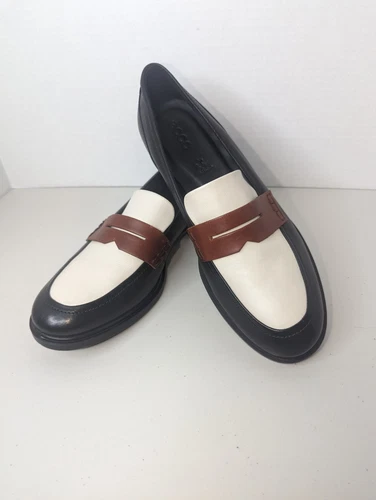 ECCO Vestito Donna Classico 15 Mocassino Nero Calcare Cognac Taglia 10 EU 41