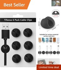 Cable Clips Set of 6 - Stylish  Functional Black Organizers for Cord Management