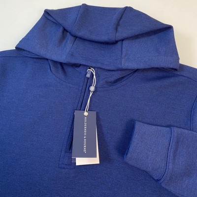 Holderness & Bourne Mens M Navy Tilley Pullover New 1/4 Zip Performance Hoodie