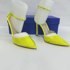 Stuart Weitzman 100 Strap Pump Neon Yellow Heels Bold Bright Stiletto Shoe