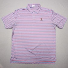 Peter Millar Polo Shirt Mens XL Blue Pink Striped Summer Comfort Golf Stretch