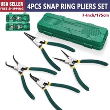 Snap Ring Pliers Set, 4pcs 7" Internal/External Circlip Pliers Kit with Straight