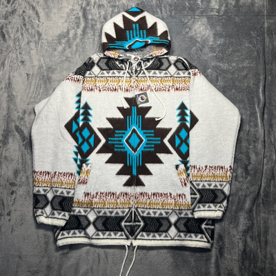 Indian Creations By Incas Wool Sweater Size XL Native Aztec Turquoise Alpaca NWT