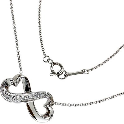 TIFFANY&Co.  W Wrapping Heart Paloma Picasso diamond Necklace K18WG white go...
