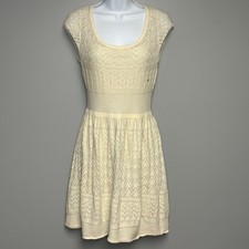 NWT American Eagle Ivory Pointelle Knit Chevron Shimmer 2 pc Sweater Dress Sz M