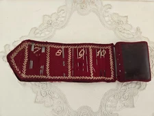 Victorian ANTIQUE Leather Needle Case Hand-Embroidered Needle Holder,WALET,NICE!
