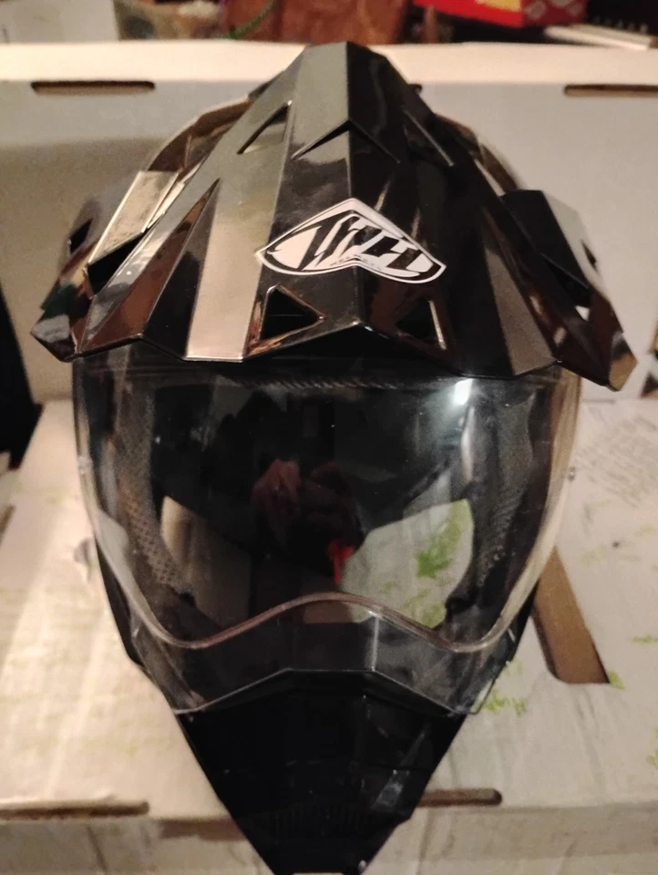 THH Helmets TX-28 Dual Sport Casco Sólido Negro, Mediano 648079 Foto 2 de 4