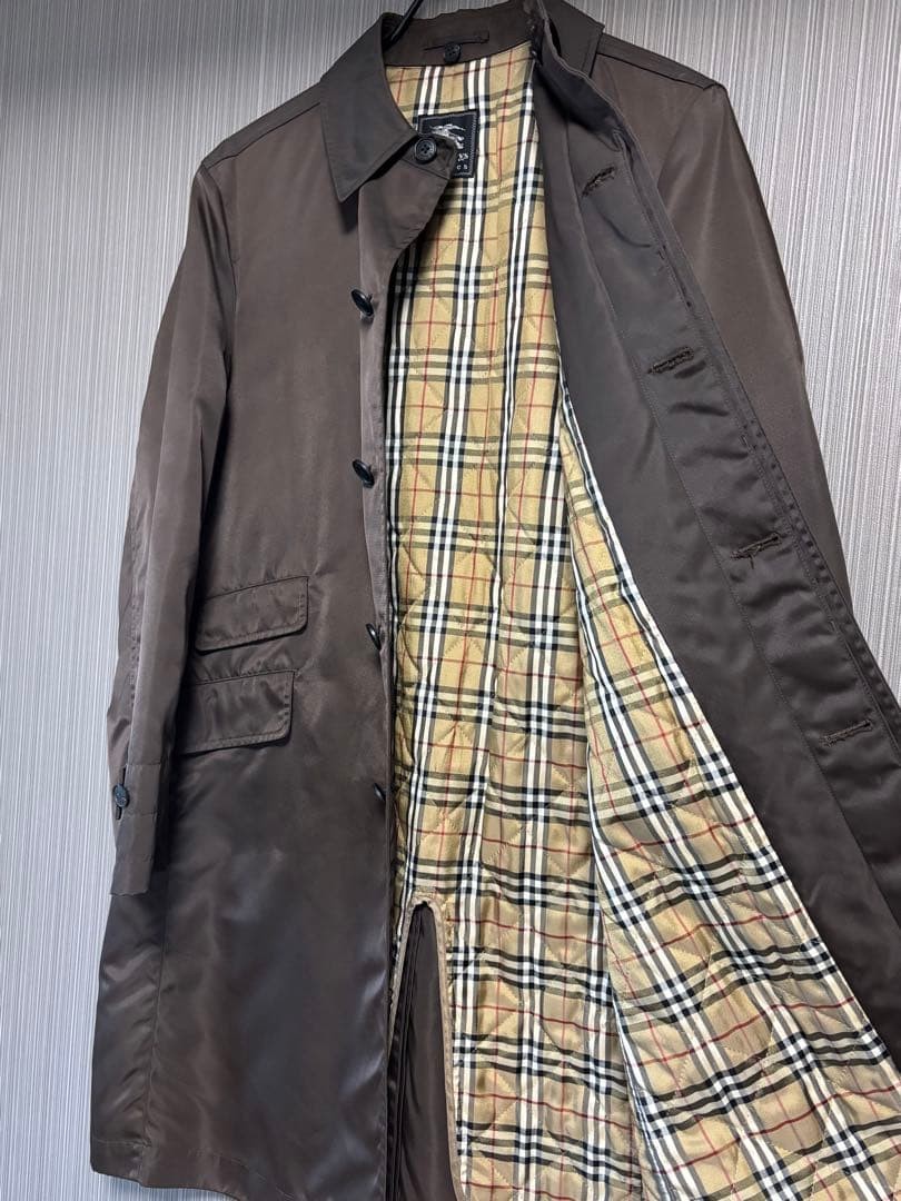 Burberry Balmacaan Coat Nylon Nova Check Lining Brown Mens Outerwear Size L thumbnail 3