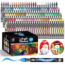 108 Colors Acrylic Paint Markers Water-Based Pens for Rock Wood Glass Ceramic