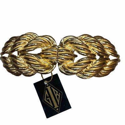 Gay Boyer Vintage Gold Tone Twin Leaf Interlocking Belt 