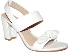 STUART WEITZMAN White Bow Leather Heel Sandal 8M