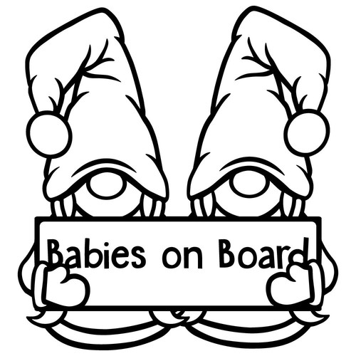 6.4" BABIES ON BOARD GONKS v3 Vinyl Decal Sticker Window Twins Girl Girls Gnome - Picture 31 of 31