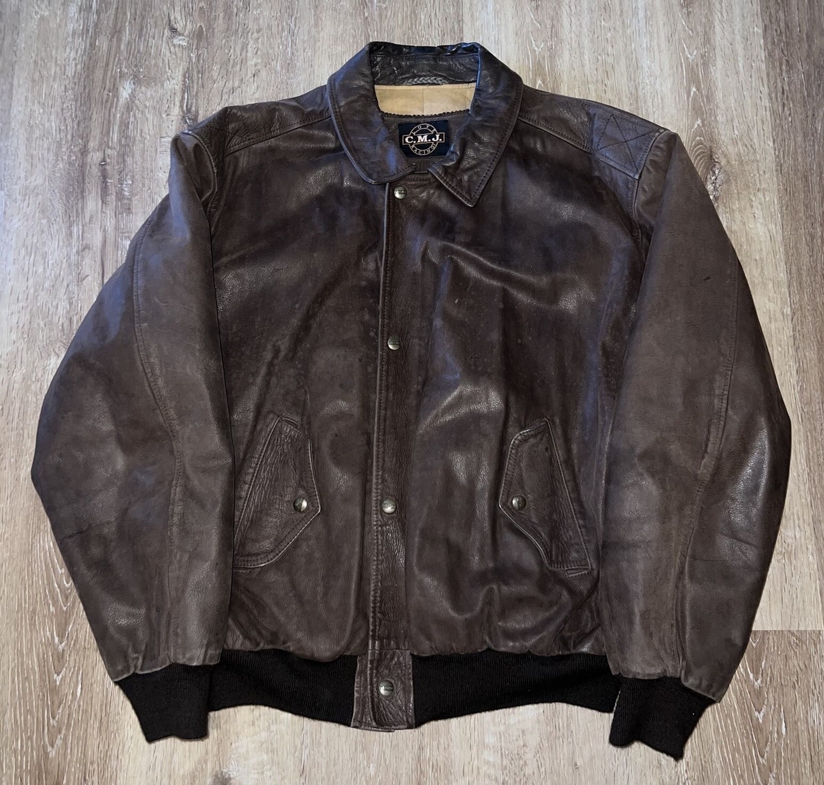 Vintage 80s CMJ Love Racing Italy Leather Biker Motorcycle Bomber