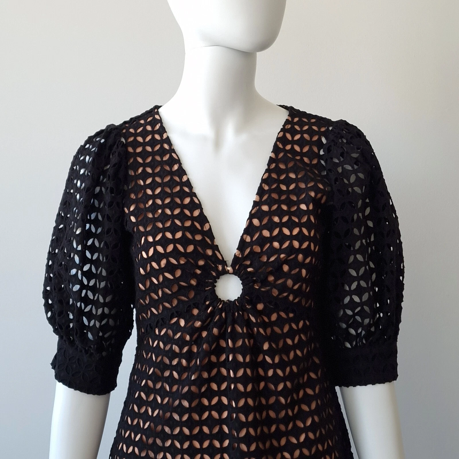 305€ ABITO IN PIZZO MICHAEL KORS S 36 USA4 UK8 FODERATO CON OCCHIELLI RICAMATI