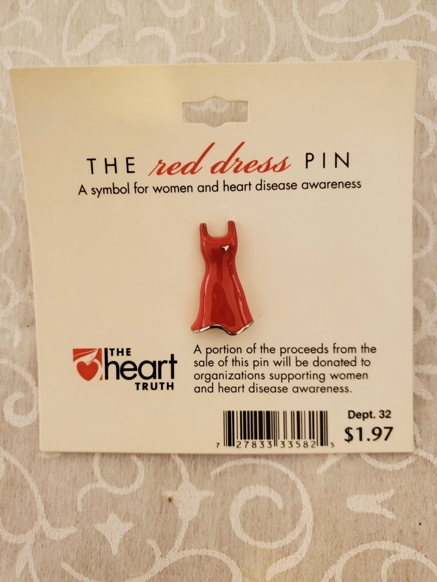 Vintage THE RED DRESS PIN * HEART DISEASE AWARENESS PIN * RED DRESS WITH  HEART *