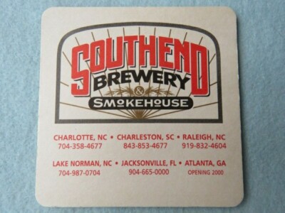 Beer Breweriana Coaster ~ SOUTHEND Brewery & Smokehouse ~ Southeast USA Brewers