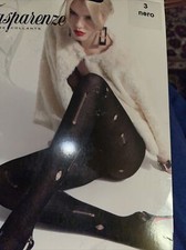 TRASPARENZE ITALY DISTRESSED COTTON BLEND BLACK PANTYHOSE SIZE-3