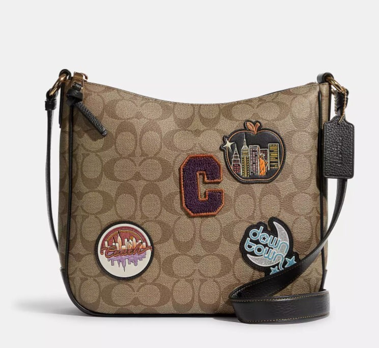 NWT Coach Ellie Disco Patches Signature Canvas Crossbody File Bag C6919