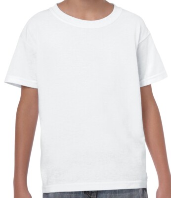  T-Shirt weiß Gildan Kinder Unisex Kinder schwere Baumwolle - M - Größe 7-8 Jahre