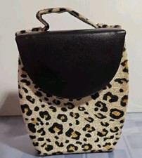 Leopard Print Mini Travel Jewlery Box Case Purse Handbag Shape 5" x 4" x 2" 