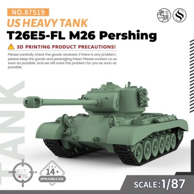 SSMODEL 1/87 HO Scale Railway Model Kit US T26E5-FL M26 Pershing Heavy Tank