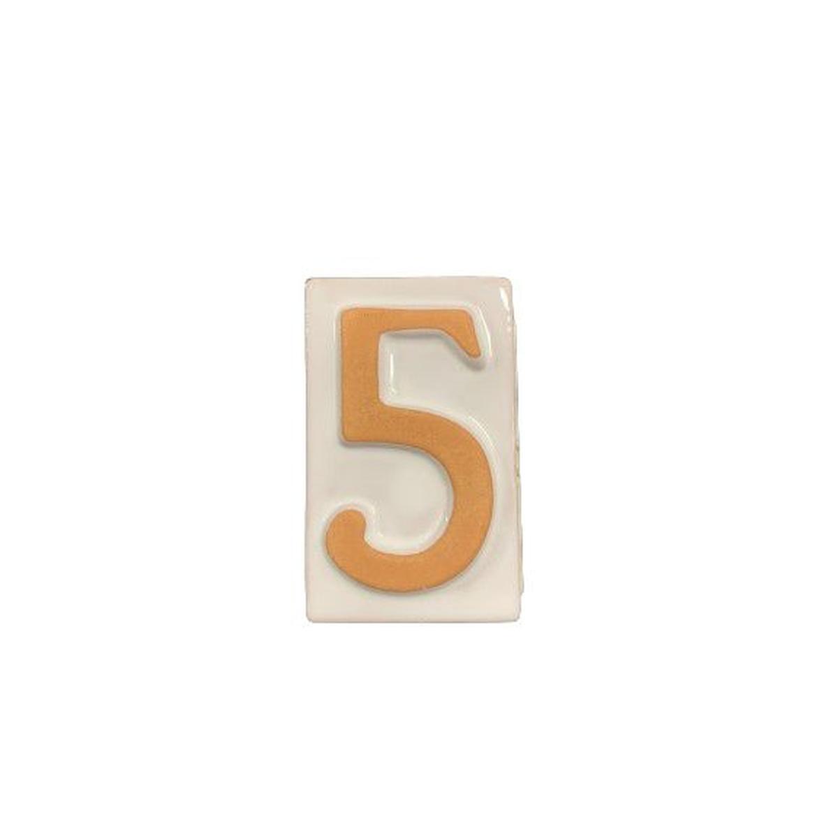 NUMERO CIVICO IN TERRACOTTA "5" CM.8,5H