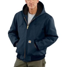 Carhartt Work Coat Jacket Navy Blue Hood XLarge Made In the USA