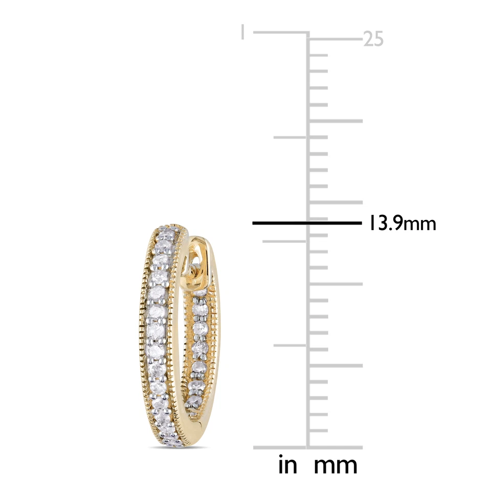 Amour 14k Yellow Gold 1/4CT TDW Diamond Hoop Earrings - Image 2 of 4